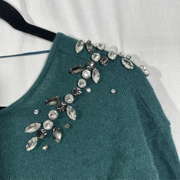 NWT‎ CHARTER CLUB [ Small ] 100% Cashmere Embellished Two-Way Sweater Green - Picture 4 of 15